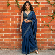 Blue Ajrakh Modal Silk Blouse