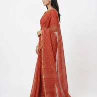 Red Tribal Handblock Kota Cotton Saree