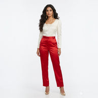 Red Straight Mashru Pant