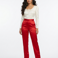 Red Straight Mashru Pant