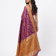 Purple Mustard Zari Work Silk Saree