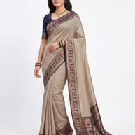 Golden Black Zari Work Silk Saree