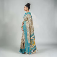 Cream Soft Litchi Silk Saree