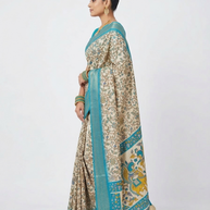 Cream Soft Litchi Silk Saree