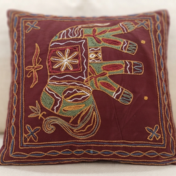 Maroon embroidery Cotton Cushion