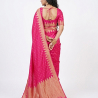 Pink Golden Buti Zari Work Silk Saree