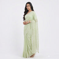 Light Green Kota Doriya Cotton Saree