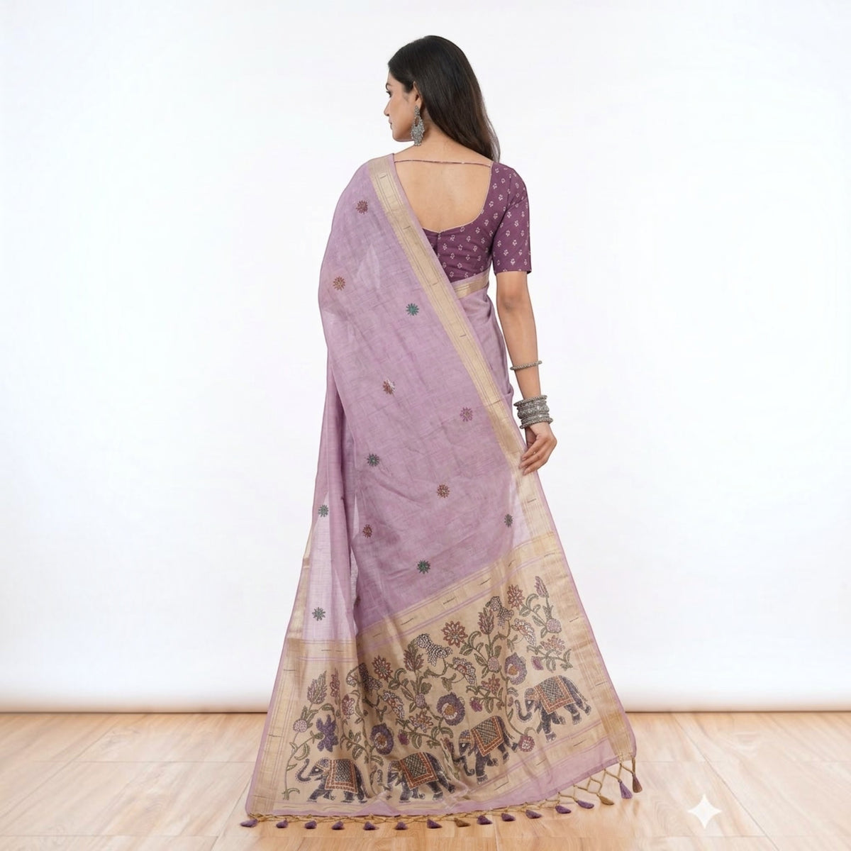 Purple Paithani Munga Cotton Saree