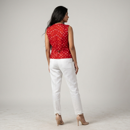 Red Silk Bandhej Waistcoat