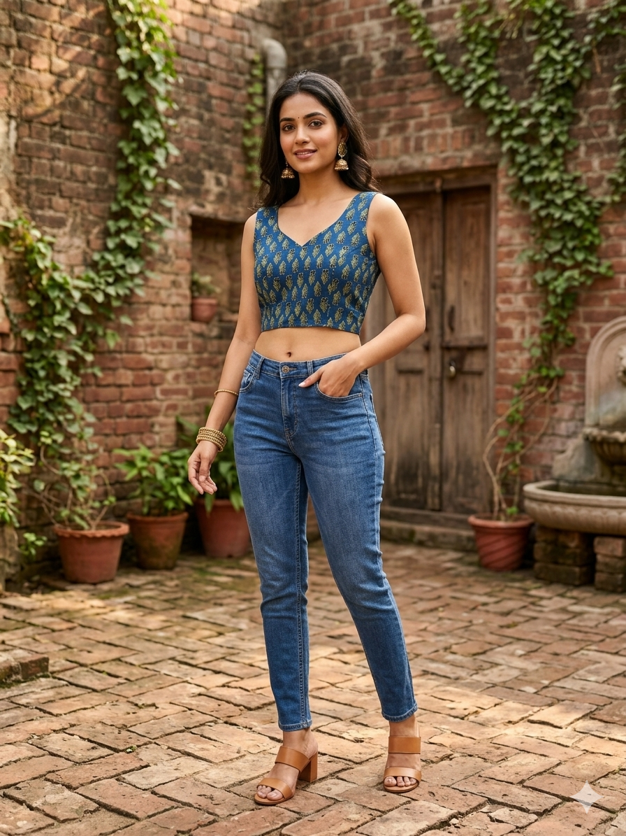 Blue Mashru Silk Blouse