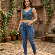 Blue Mashru Silk Blouse