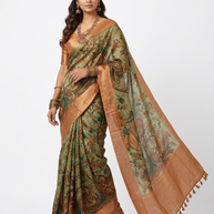 Green Kalamkari Silk Saree