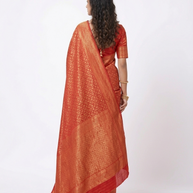 Red Golden Zari Work Silk Saree