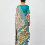Cream Soft Litchi Silk Saree