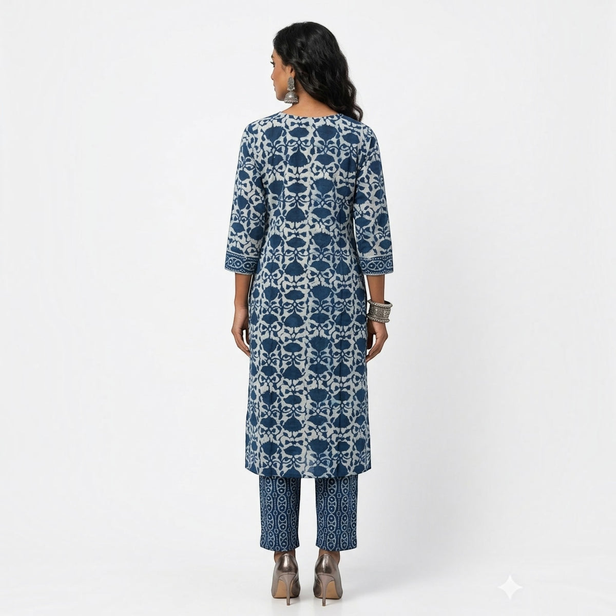 Indigo Handblock Cotton Kurta & Pant