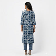 Indigo Handblock Cotton Kurta & Pant