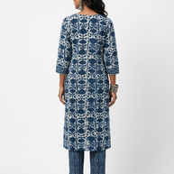 Indigo Handblock Cotton Kurta & Pant
