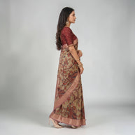 Pink Kalamkari Silk Saree