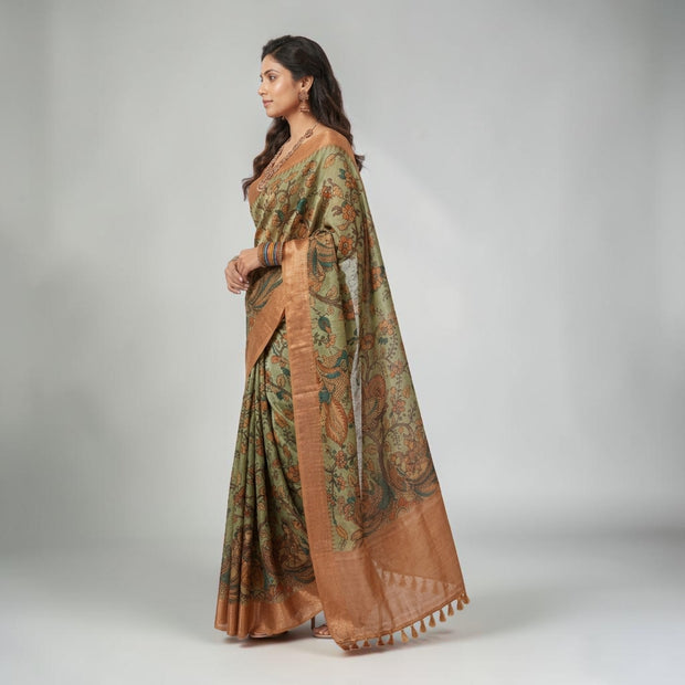 Green Kalamkari Silk Saree