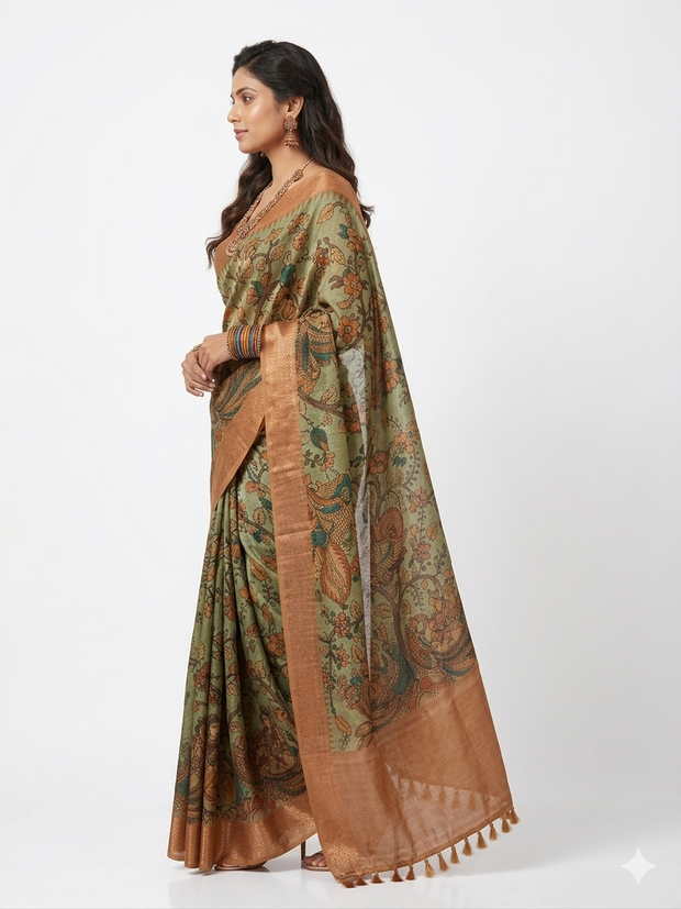 Green Kalamkari Silk Saree