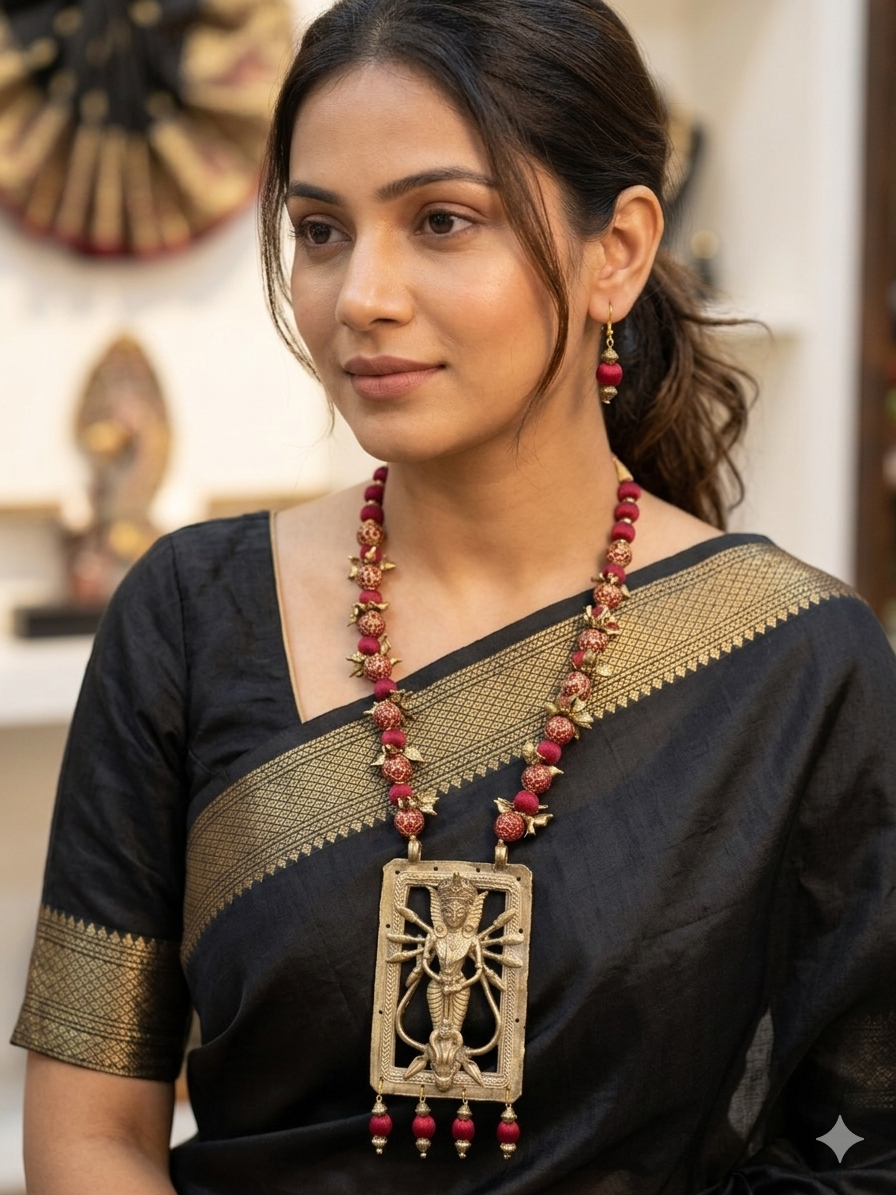 Maa Durga Dhokra Brass Necklace