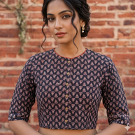 Black Handblock Cotton Blouse