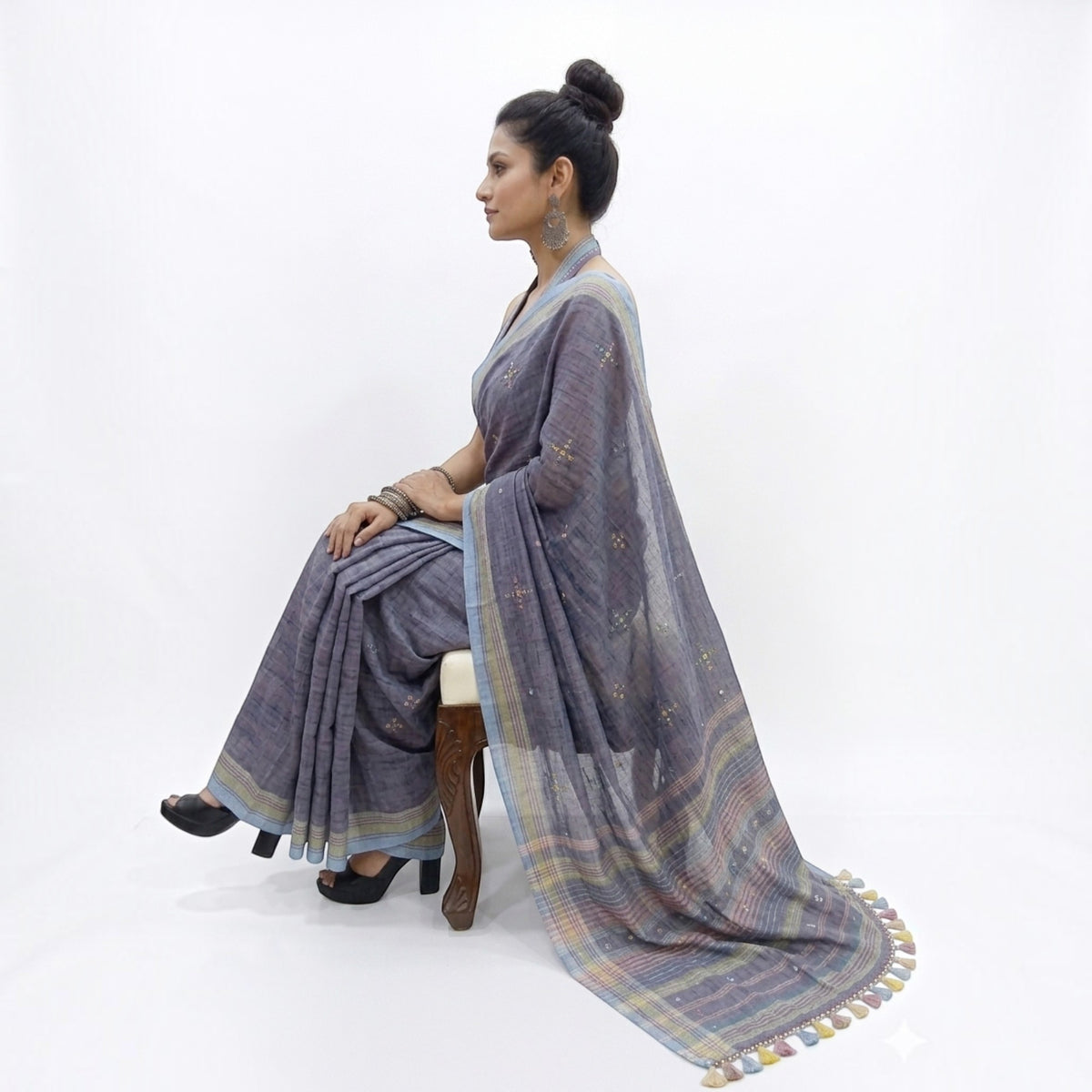 Purple Handloom Bhujodi Saree