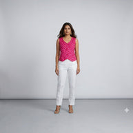 Pink Modal Silk Bandhej Waistcoat