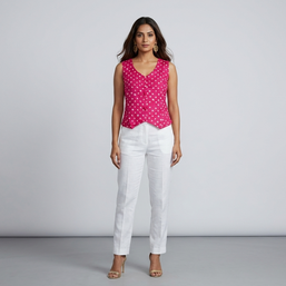 Pink Modal Silk Bandhej Waistcoat