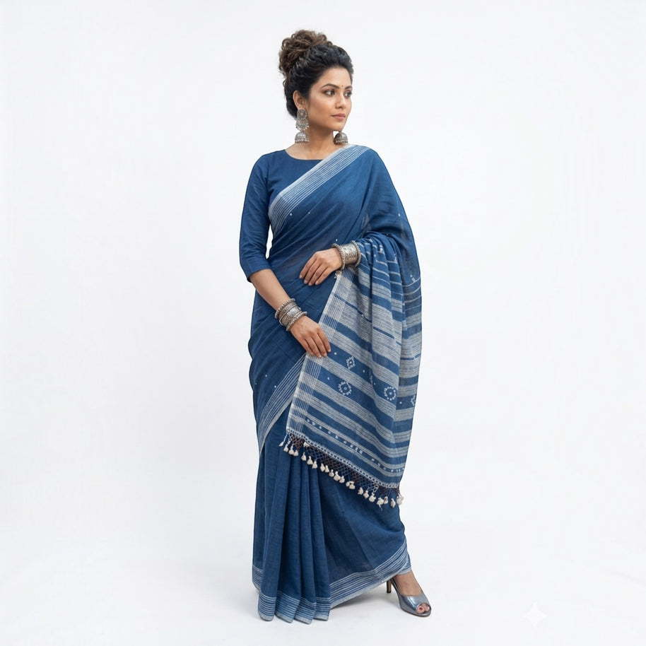 Blue Handloom Bhujodi Saree