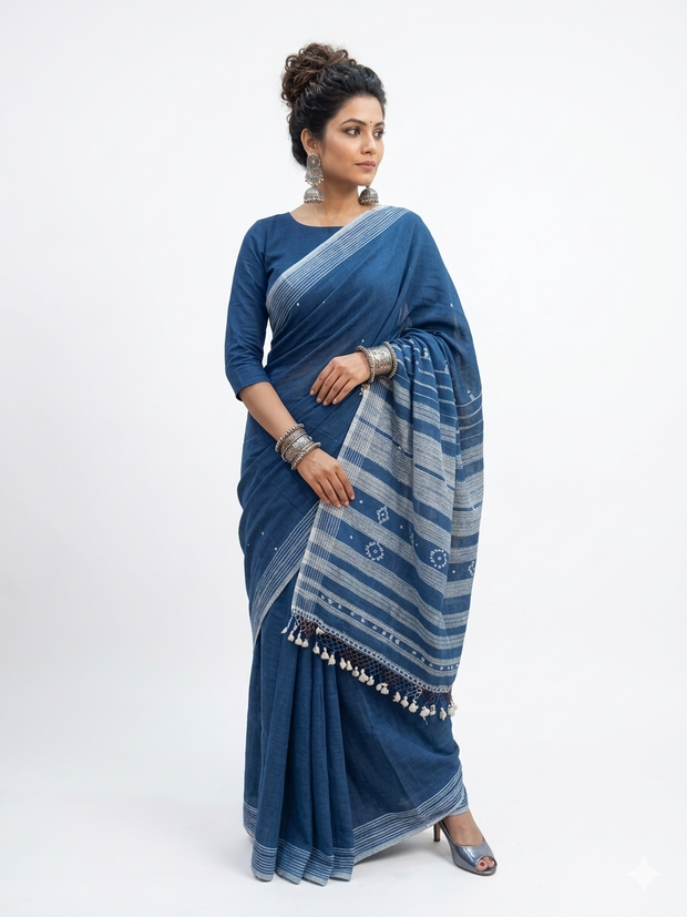 Blue Handloom Bhujodi Saree