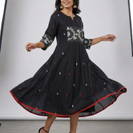 Black White Jamdani Cotton Dress