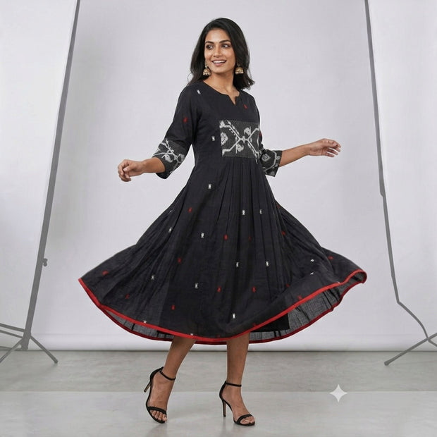 Black White Jamdani Cotton Dress