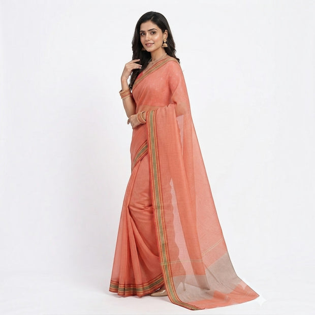 Red Stripe Cotton Saree