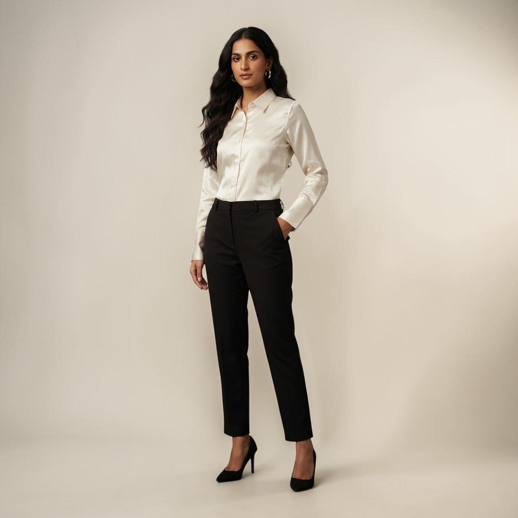 Cream Mashru Silk Shirt