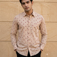 Cream Bandhani Cotton Shirt