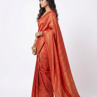 Red Golden Zari Work Silk Saree