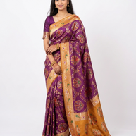 Purple Mustard Zari Work Silk Saree