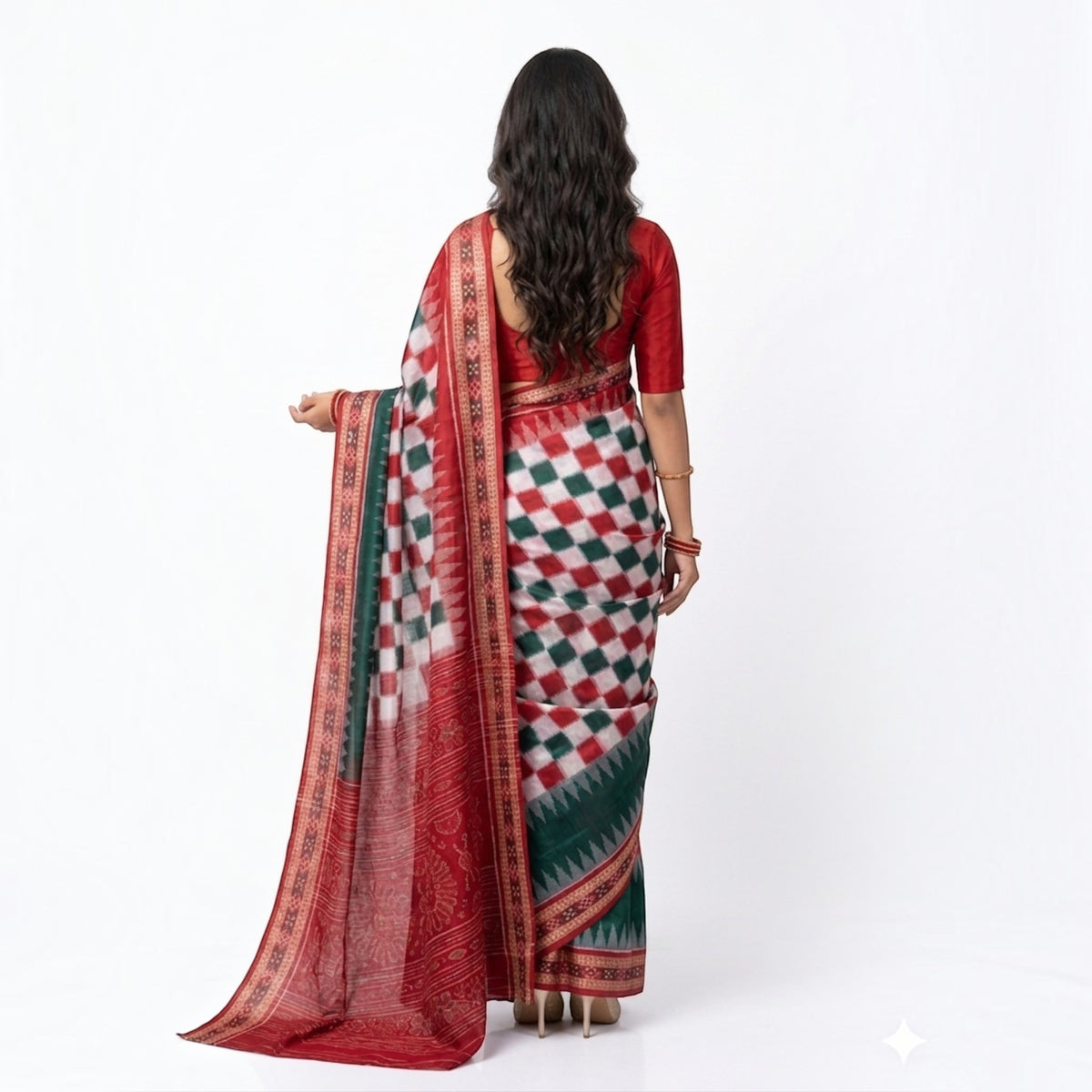 White Red Pasapali Handloom Saree