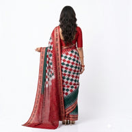 White Red Pasapali Handloom Saree