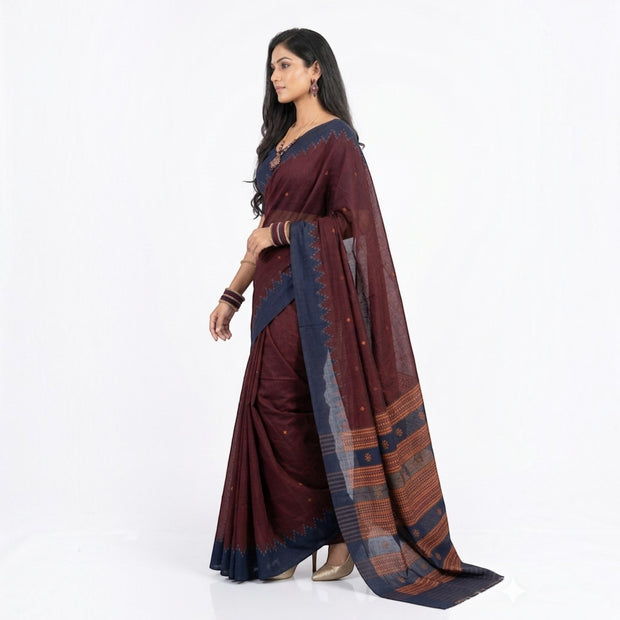 Maroon Kotpad Cotton Saree