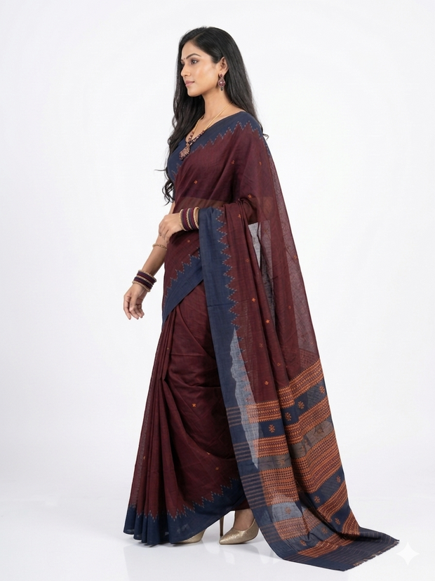 Maroon Kotpad Cotton Saree