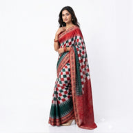 White Red Pasapali Handloom Saree