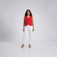 Red Silk Bandhej Waistcoat