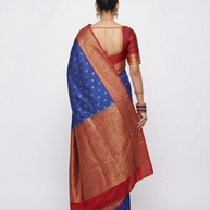 Blue Red Border Silk Saree