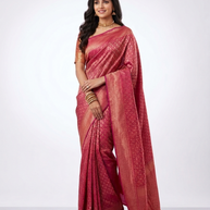 Rani Pink Golden Zari Work Silk Saree