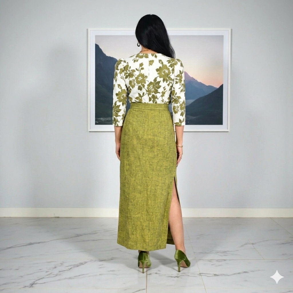 Green Handwoven Cotton Long Skirt
