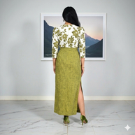 Green Handwoven Cotton Long Skirt