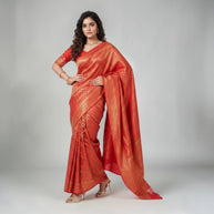 Red Golden Zari Work Silk Saree