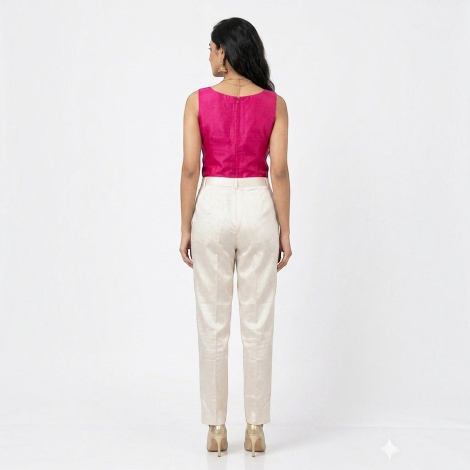 Cream Straight Mashru Pant